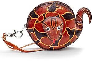 XYC INNOVATION Handmade 3D Cute Animal Cartoon Leather Cowhide Coin Purse, Wallet, and Key Case - Zippered Pouches with Wristband Clutch for Easy Hand-Holding and Gift Giving New Coin Purse (nope rope brown)