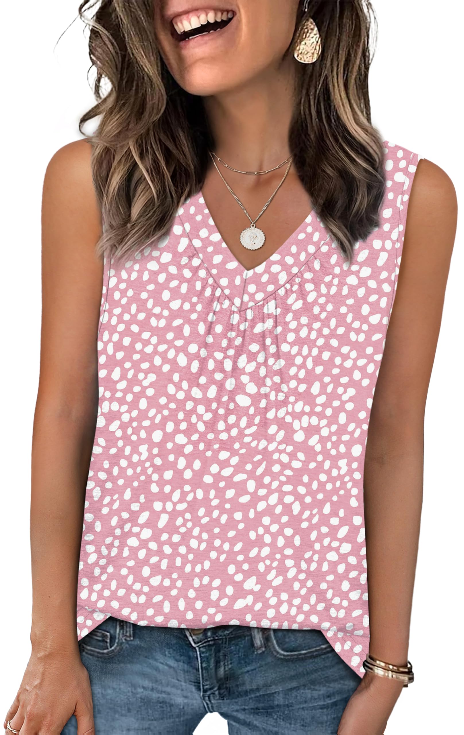 OFEEFAN Womens Summer Tops V Neck Tank for Women
