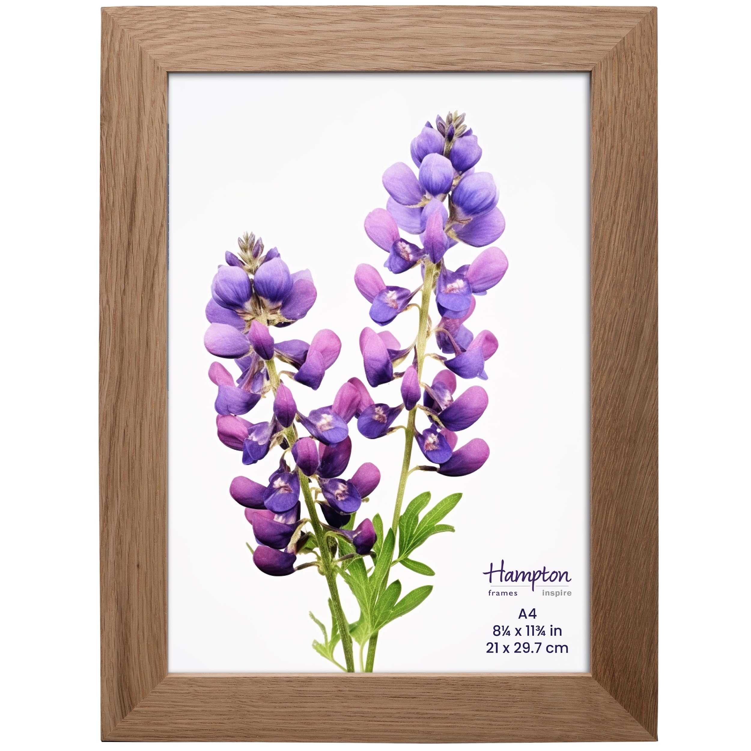inspire by Hampton Frames | OAKRIDGE Certificate Frame | A4 (21x29.7cm), Natural Oak, Polished Wood, Acrylic Front | Freestanding or Wall Mount | Rectangular Photo Display