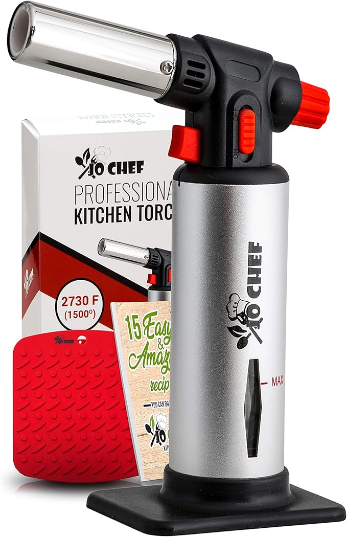Jo Chef Kitchen Torch, Blow Torch Refillable Butane Torch With Safety