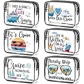 Cunno Makeup Bags Gifts for Women Teacher Beach Cruise Swim Nurse Dance Happy Graduation Gift Survival Kit Clear Cosmetic Bags PVC Waterproof Travel Toiletry Handbags Purses Organizer(Cruise Style)