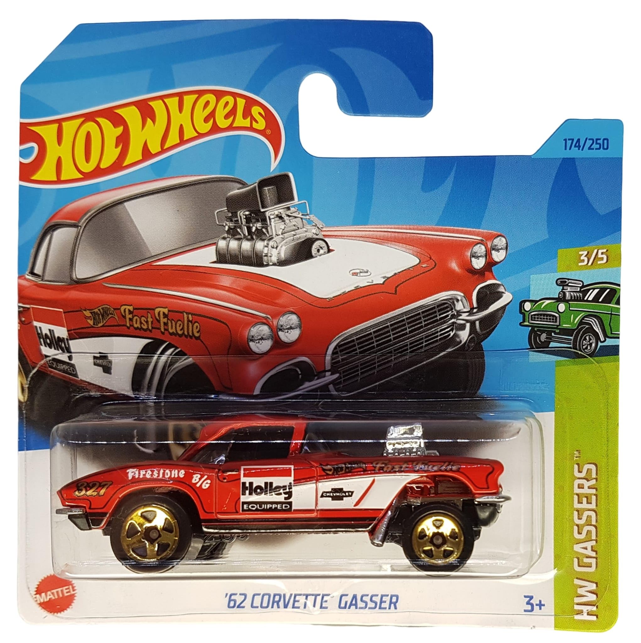 Hot Wheels - ´62 Corvette Gasser - HW Gassers 3/5 - HKH64 - Short Card - Firestone - Holley - Mattel 2023