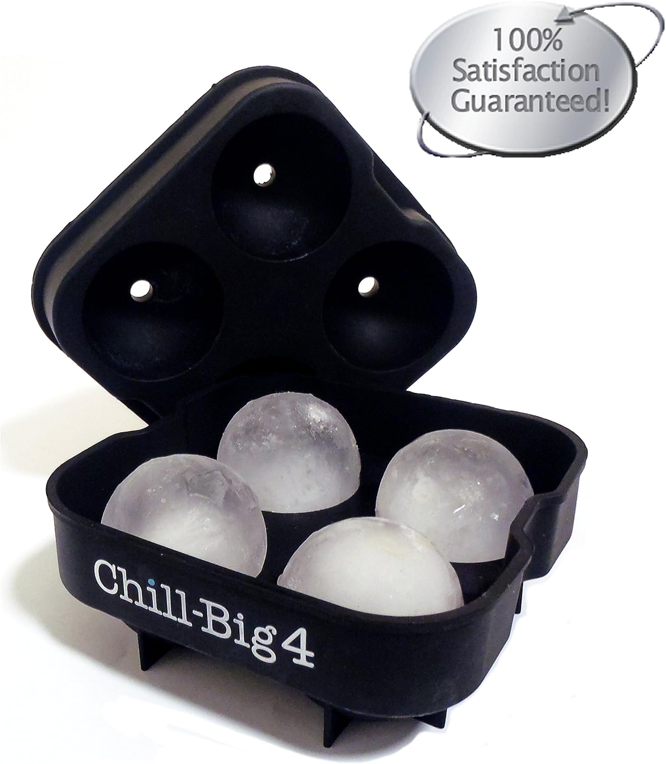 ChillBig4 Ice Ball Maker Superior Silicone Tray with 4 x 4.5cm Ice