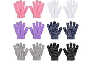 6 Pairs of Children's Magic Gloves Winter Thermal Gloves Full Finger Kid’s Gloves Dinosaurs/Excavator Pattern for Boys Girls