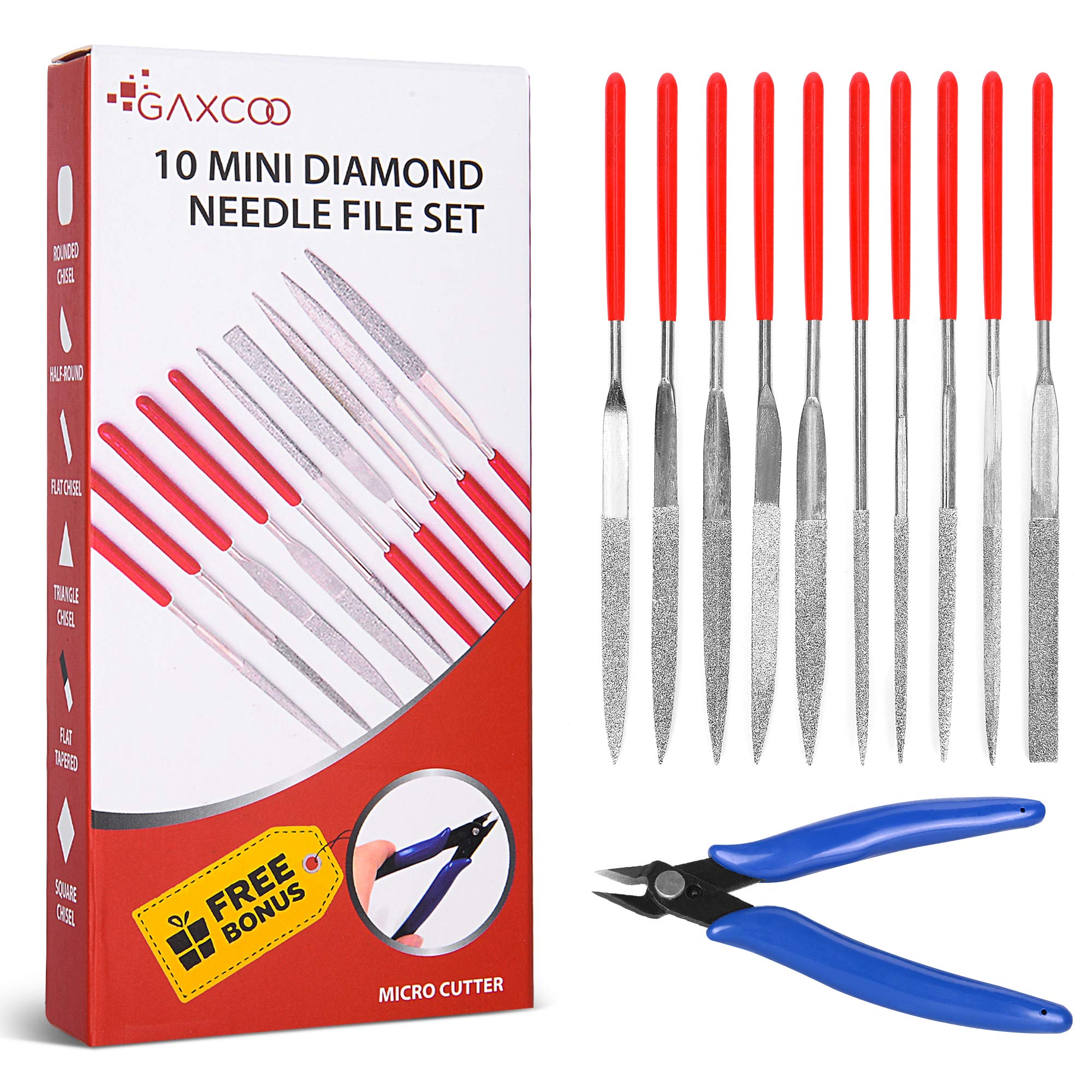 Multipurpose Needle File Set Files Tools Round Files | Small for Metal Sanding, Sanding, Jewelers, Hobby, Wood and More | Free Bonus: Cutter