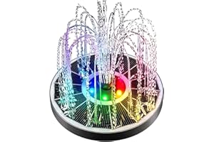 Solar Powered Water Fountain with Colorful LED Lights, 16 Inch Solar Fountain for Bird Bath Outdoor Garden Decor, RGB Floatin