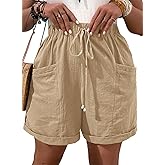Eytino Womens Plus Size Shorts Casual Elastic Waist Drawstring Comfy Lightweight Summer Shorts with Pockets(1X-5X)