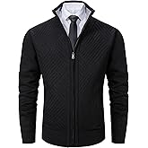 Vcansion Men's Slim Fit Full Zip Up Stand Collar Casual Knitted Sweaters Cardigan with Pockets