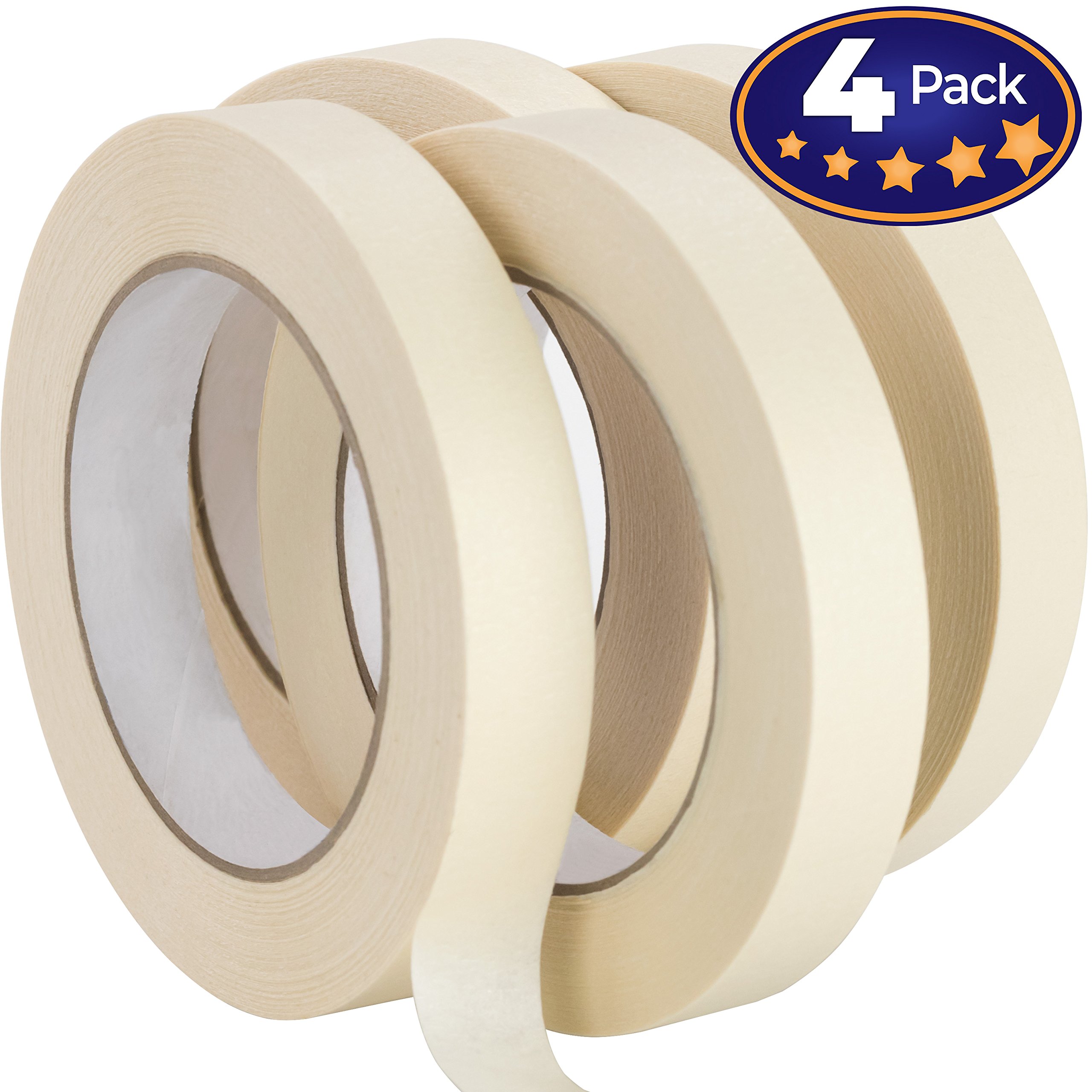 3/4 Inch Pro Grade Masking Tape 60 Yard Roll 4 Pack Multi Use Painting