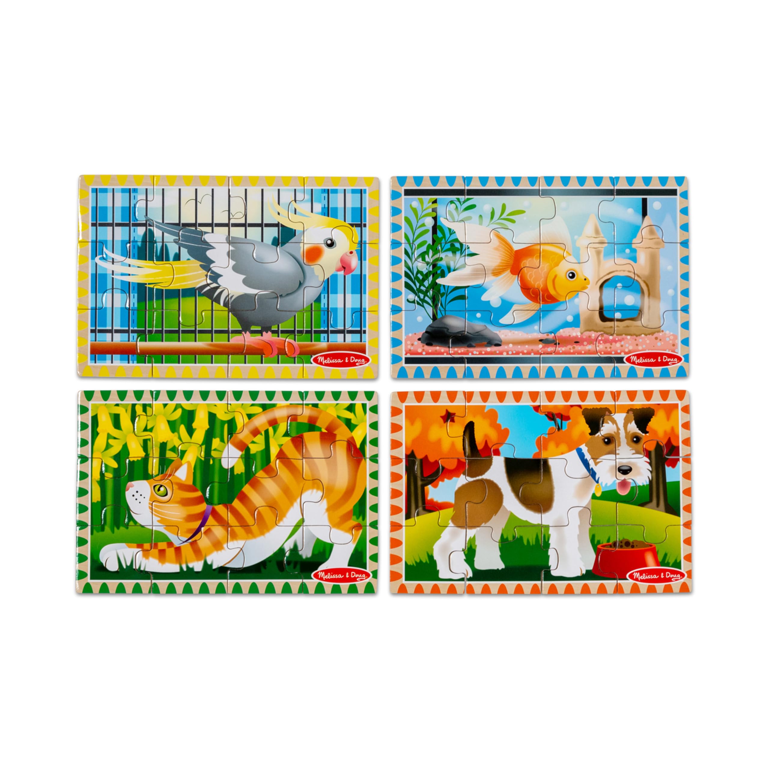 Melissa & Doug Wooden Jigsaw Puzzles in a Box 2-Pack for Preschool Boys and Girls – Pets, Vehicles