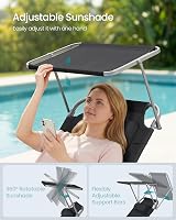 SONGMICS Sun Lounger with Headrest and Parasol Black GCB192B01 view 3