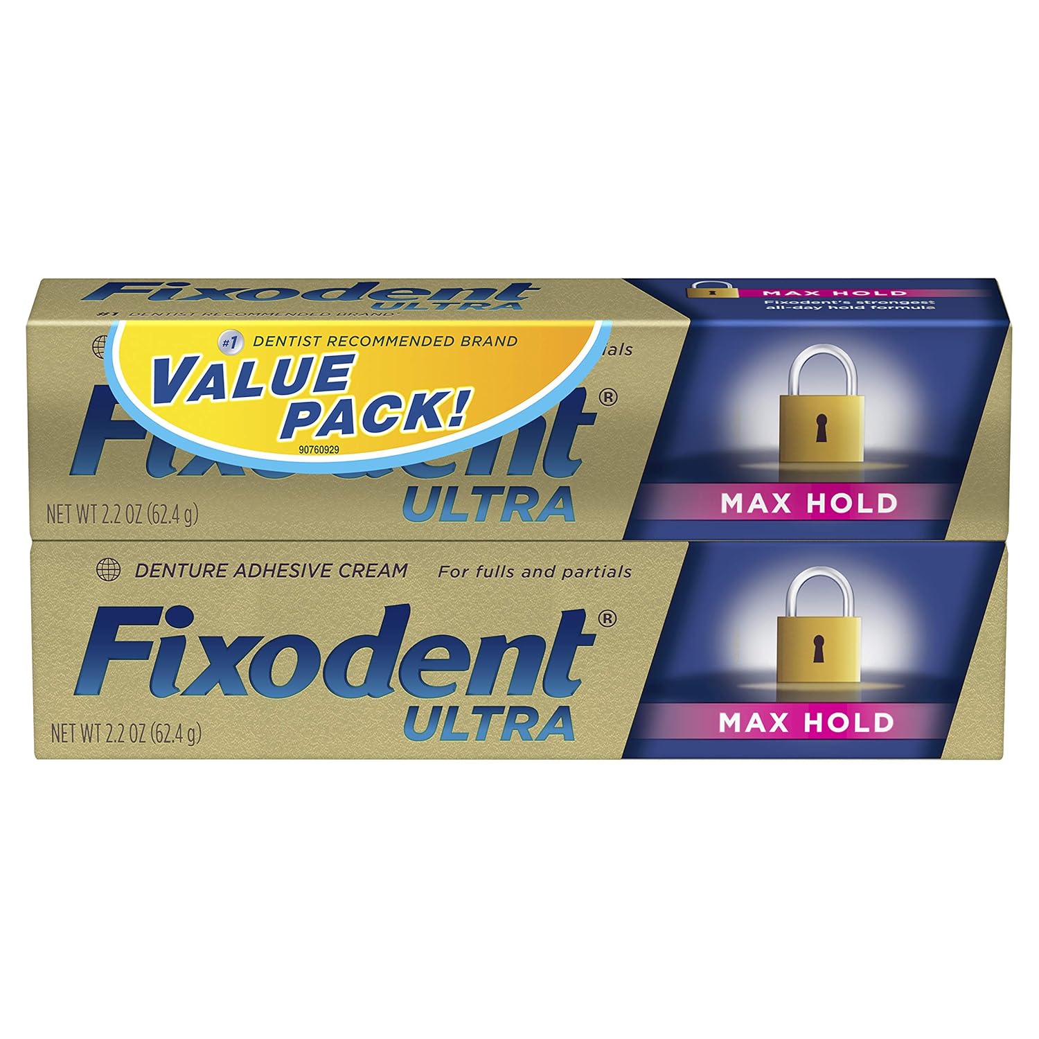 Fixodent Ultra Max Hold Denture Adhesive, 2.2 Ounce, Pack of 2: Beauty