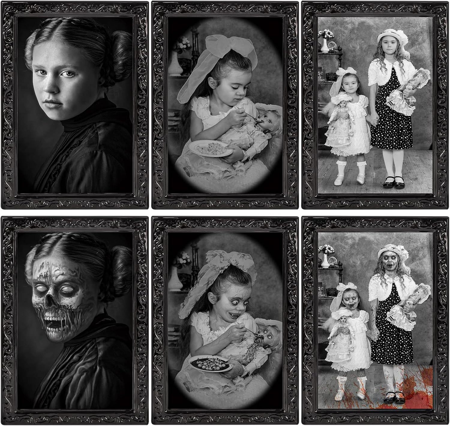 Photo Albums, Frames & Accessories - Halloween Decoration Scary Indoor Wall Decor, 3Pack 3D Changing Face Moving Picture Frame Gothic Portraits Horror Halloween Party Decor for Home Castle Haunted House Props