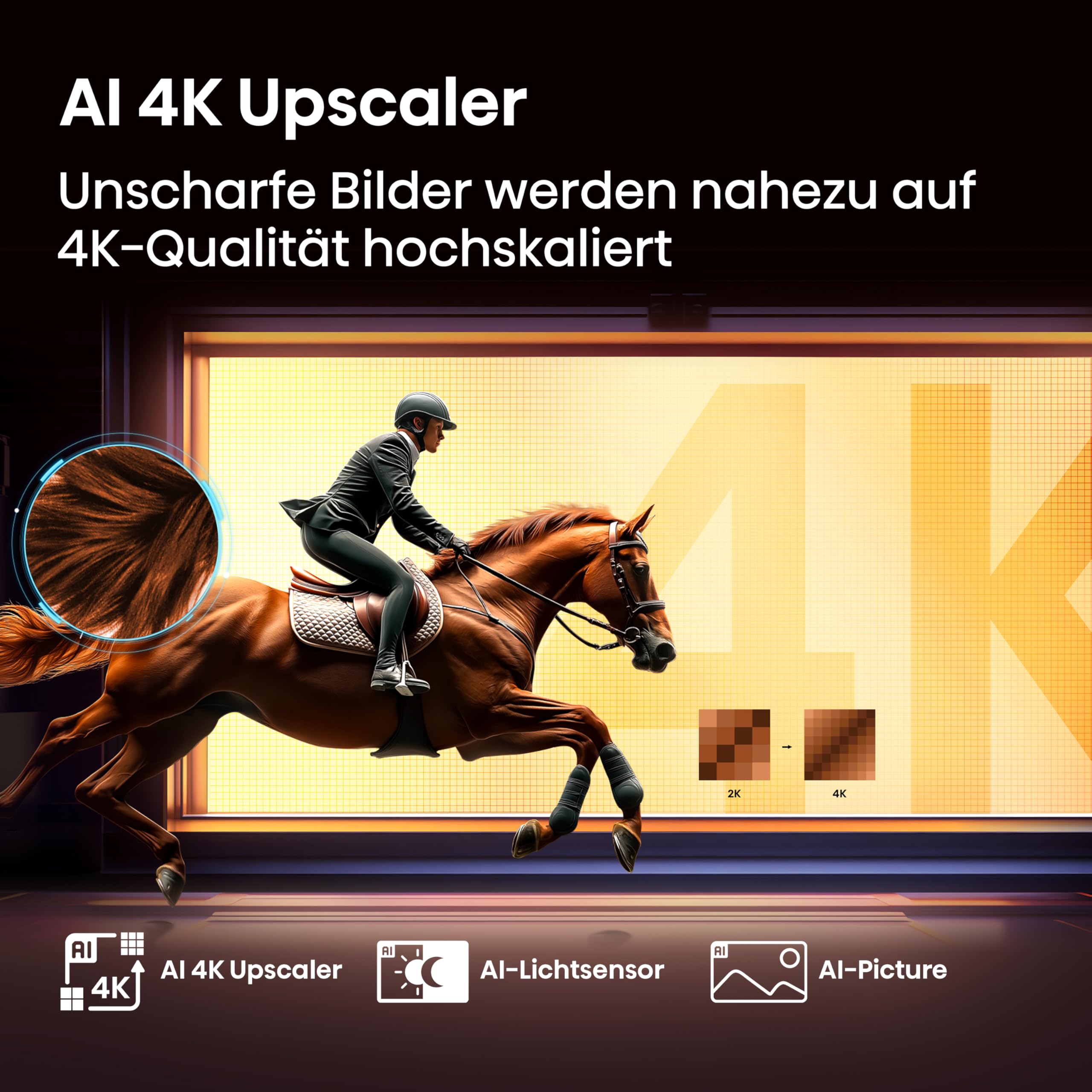 Hisense 85E7Q Fehrnseher, 85 Zoll, 4K UHD QLED, Smart TV, Game Mode Plus, Filmaker Mode, Dolby Vision Atmos, HDR10, HLG, HDR Immersive, AI 4K Upscaler, DTS:X, Sprachsteuerung [2025] 5