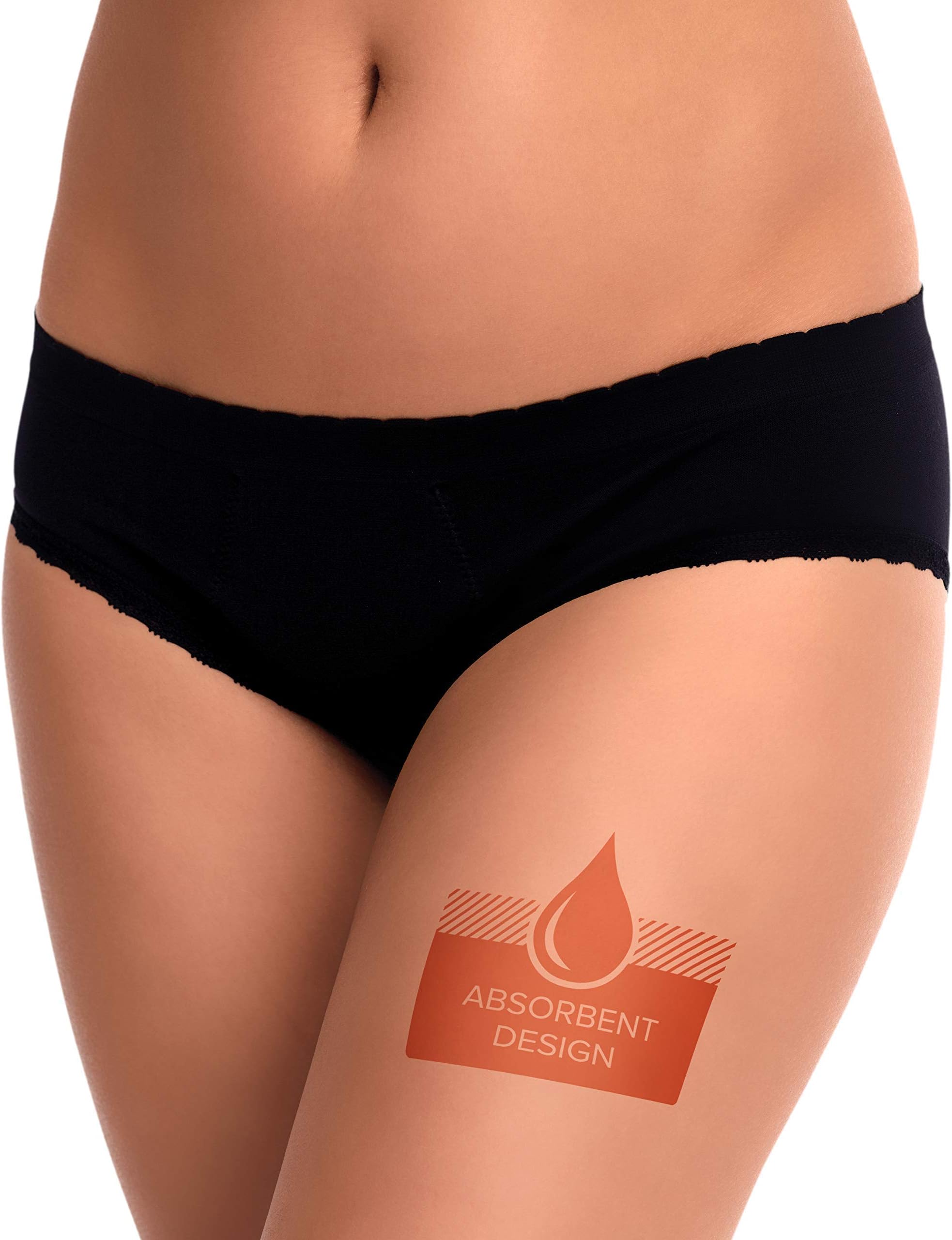 EvaWear Period Panties:2 Pack Hipster for Teens Girl Women / Leakproof Briefs for Heavy Flow Postpartum Menstrual underwear Various Styles