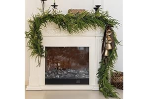 CLYCALOOR 9ft Handmade Christmas Garland,Artificial Cypress Cedar Pine Needles Greenery Seasonal Garland for Christmas TV Cabinet Winter Holiday Indoor Outdoor Decoration