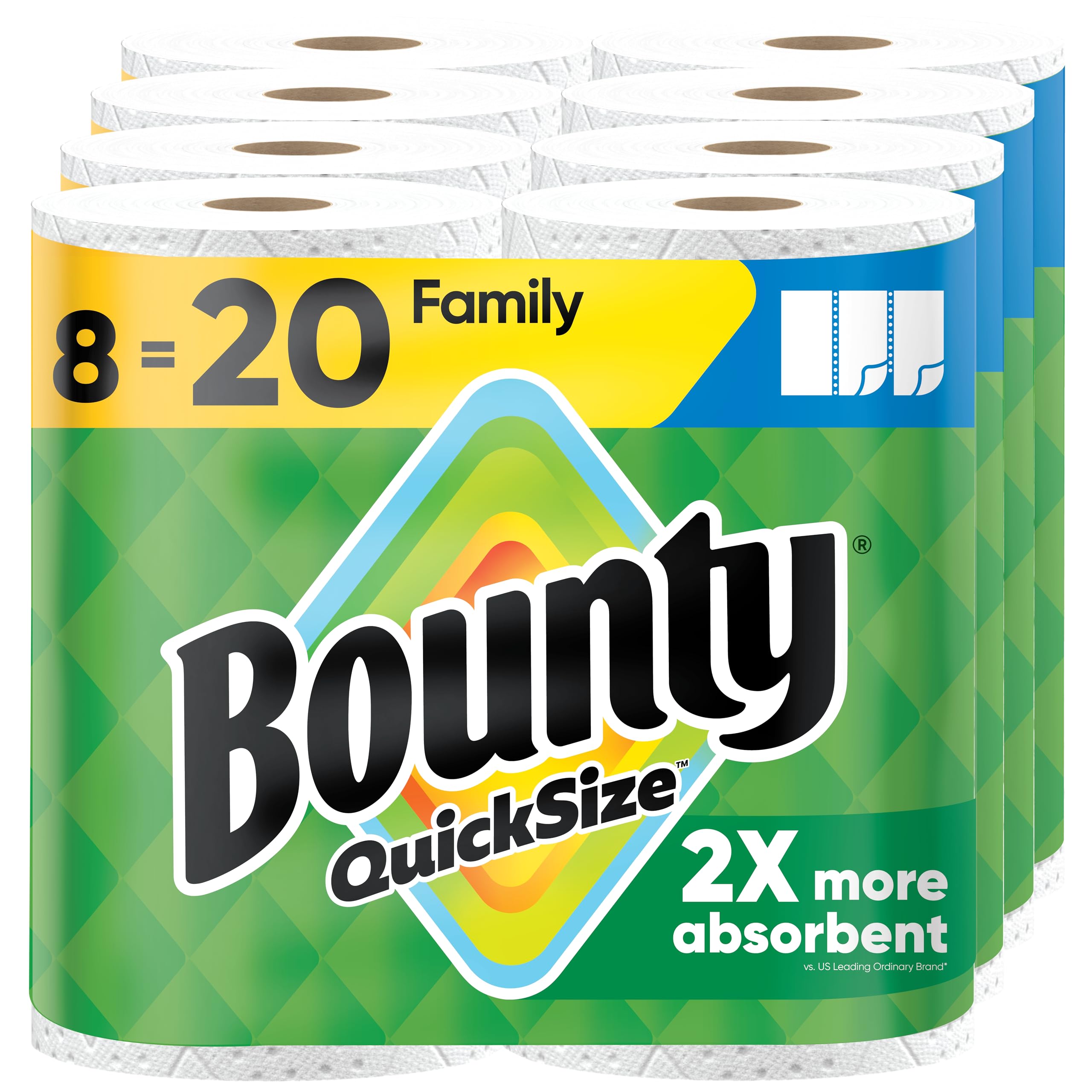 Photo 1 of Bounty Quick Size Paper Towels, White, 8 Family Rolls = 20 Regular Rolls