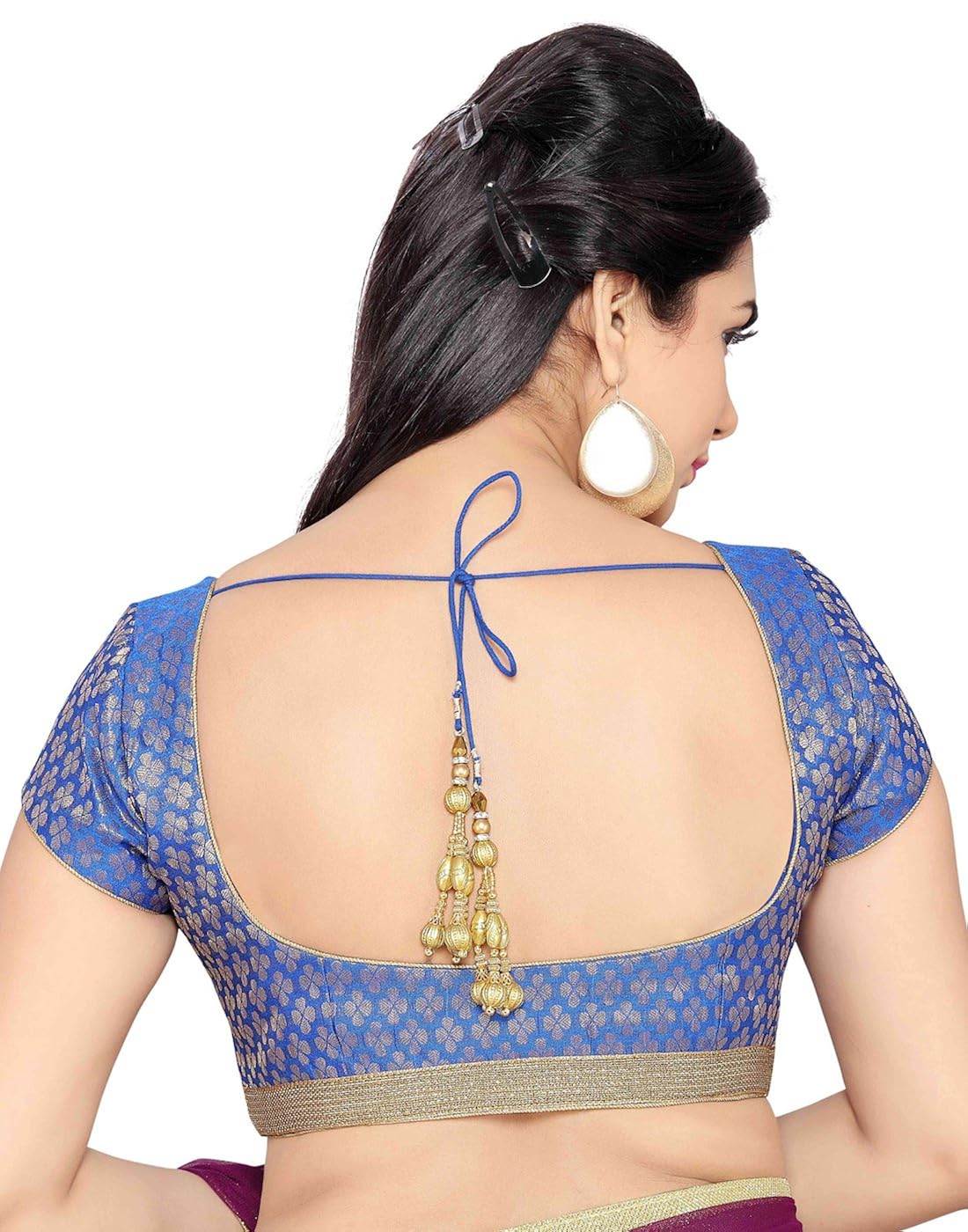 studio shringaar wedding blue solid short sleeve padded blouse