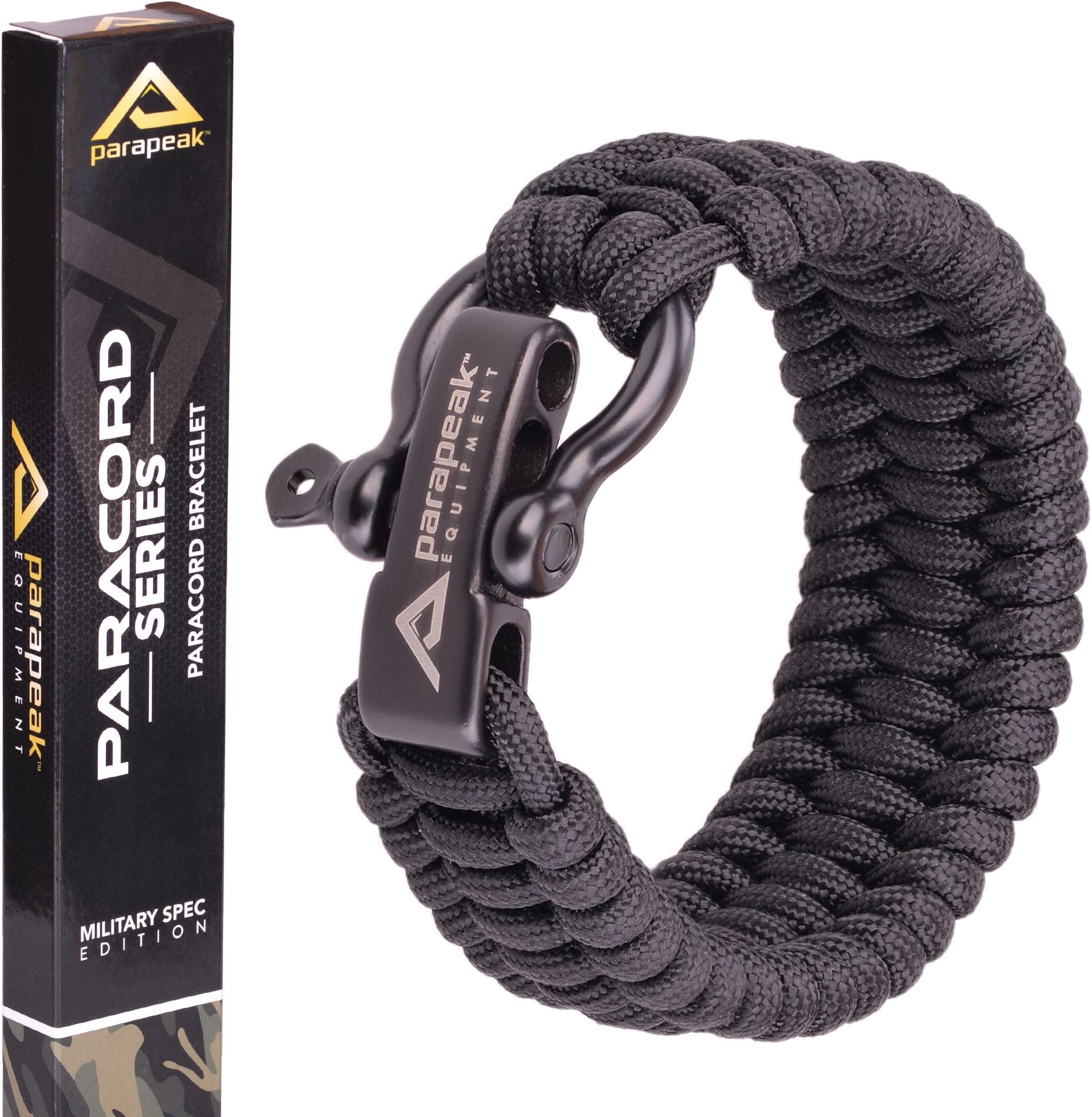 Parapeak Survival Bracelet - Military Spec Paracord - Trilobite Style with Adjustable Stainless Steel Bow Shackle