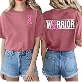 Breast Cancer Shirt for Women: Pink Ribbon Shirts Breast Cancer Inspirational Letter Print T-Shirt Casual Short Sleeve Tops