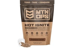 MTN OPS Hot Ignite Supercharged Energy Drink Mix Focus Enhancer, Charged Cocoa, Bag (30 Servings)