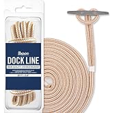 RainierSupplyCo Dock Lines - Boat Rope for Docking with Loop - 30 ft x 3/4 Inch Premium Double Braided Nylon Marine Rope - Mooring Line with 18" Eyelet - Boat Accessories - White Gold