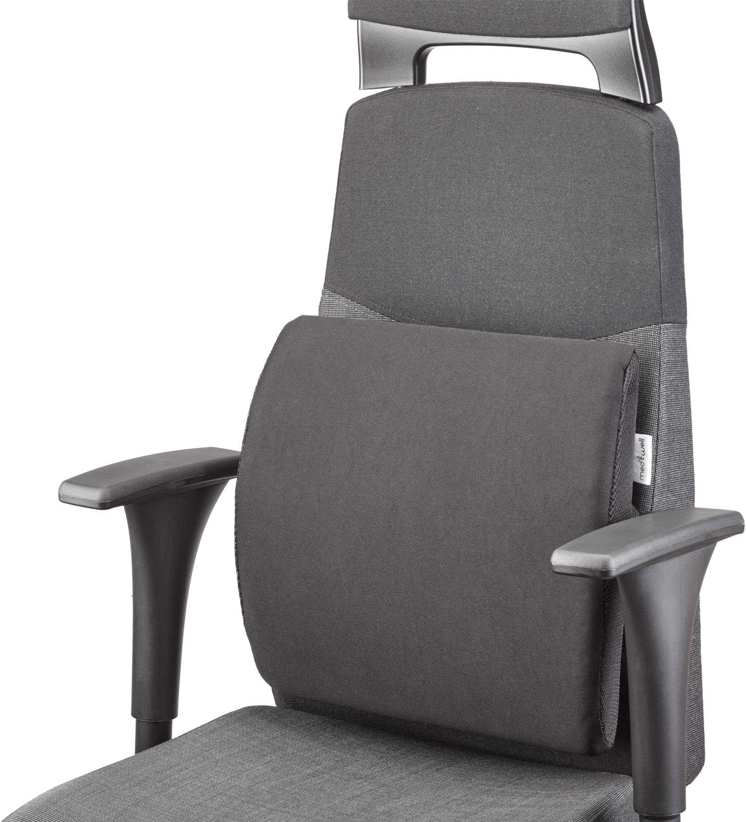 MEDIWELL Orthopaedic Lumbar Cushion for Lumbar and the back support/Back Cushion Schmerzreduzierend and improve posture/Lumbar Support Suitable for Car, Travel, Office & Wheelchair (Black)