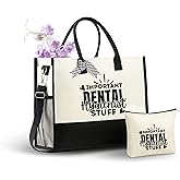 InnoBeta Dental Gifts for Women Canvas Tote Bag, Dental Gifts Tote with Top Zipper Closure and Shoulder Strap for Birthday, Mother's Day, Christmas