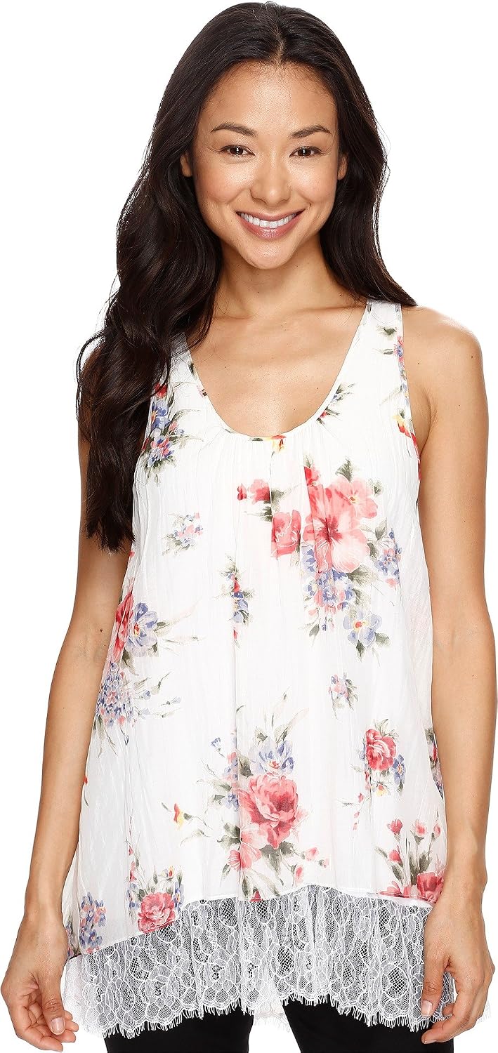 Karen Kane Lace Hem Tank Top Floral XS at Amazon Women’s Clothing store