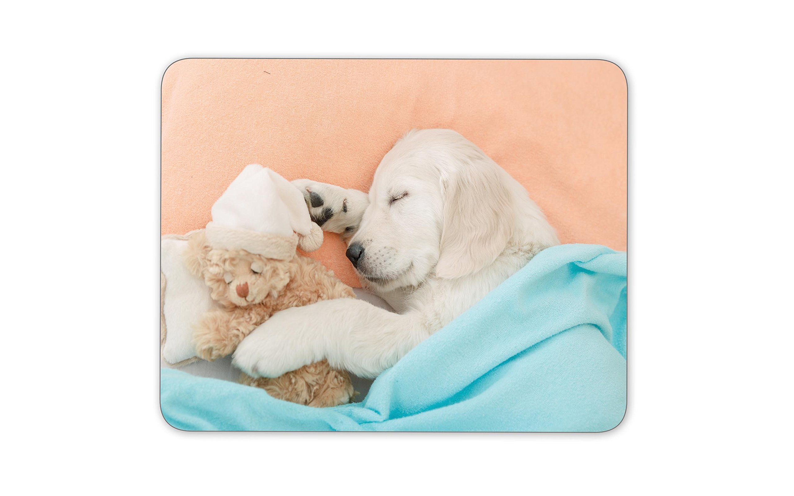 Golden Retriever Puppy Sleeping With Toy On The Bed Mouse Pad