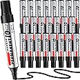 Thenshop 24 Pack Jumbo Size Permanent Markers Bulk Permanent Marker Set Chisel Tip Pens Waterproof for Industrial Use Work on Wood Metal Plastic Stone Glass(Black)
