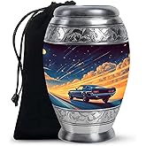 KARYLIZ Race Car Urns for Human Ashes - Blue Funeral Urns for Human Ashes Adult Man - Large Urn for Mom & Dad - Cremation Urn for Adult Women 10 Inch