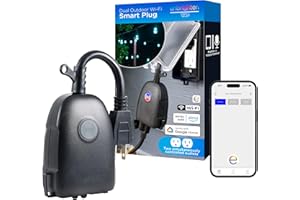 Enbrighten Vibe Outdoor Smart Plug, 2 Grounded Outlets, Weather-Resistant, Custom ON/Off Controls, Schedule Outdoor Lighting, Works with Alexa, Google Assistant, Black,51251