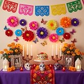 Geyee 36 Pcs Mexican Paper Flower Colorful Tissue Paper Flower, 6" 8" 10" | Day of The Dead Fiesta Tissue Crepe Paper Flowers Pom Poms Carnival for Floral Party Backdrop Wedding Birthday Party Craft