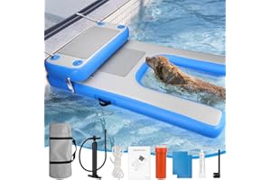 Rundik Inflatable Dog Pool Float, Boat Ramp for Dogs Platform Durable Puncture-Resistant Surface Ensures Safe and Easy Access to Water for Dogs, Floating Ramp Ladder for Pools, Lakes, and Beaches