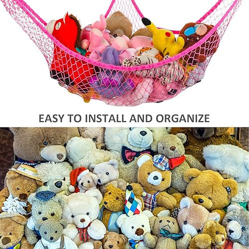 KOHUIJOO Toy Hammock, Stuffed Animals Hammock, Jumbo Toy Storage