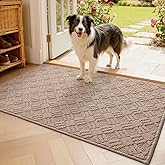 LUMI Indoor Door Mat, Absorbent Non-Slip Thin Doormat, Washable Door Mats, Woven Pattern Inside Floor Mat, Ideal for Entryway, Front Door, Home Decor, 24"x36", Woven Taupe