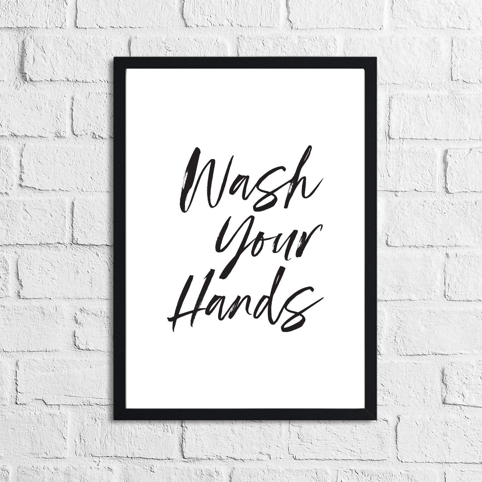 JasonCarlMorgan Winster Creations Wash Your Hands Script Bathroom Wall Decor Print A5 Normal