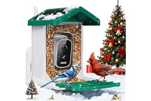 NIUBERBER Smart Bird Feeder with Camera, AI Bird Species Identification Solar Powered Panel, 2.5k HD Video Birds House with Camera for Outside Garden, Ideal Gifts for Christmas, Birds Lovers, Green