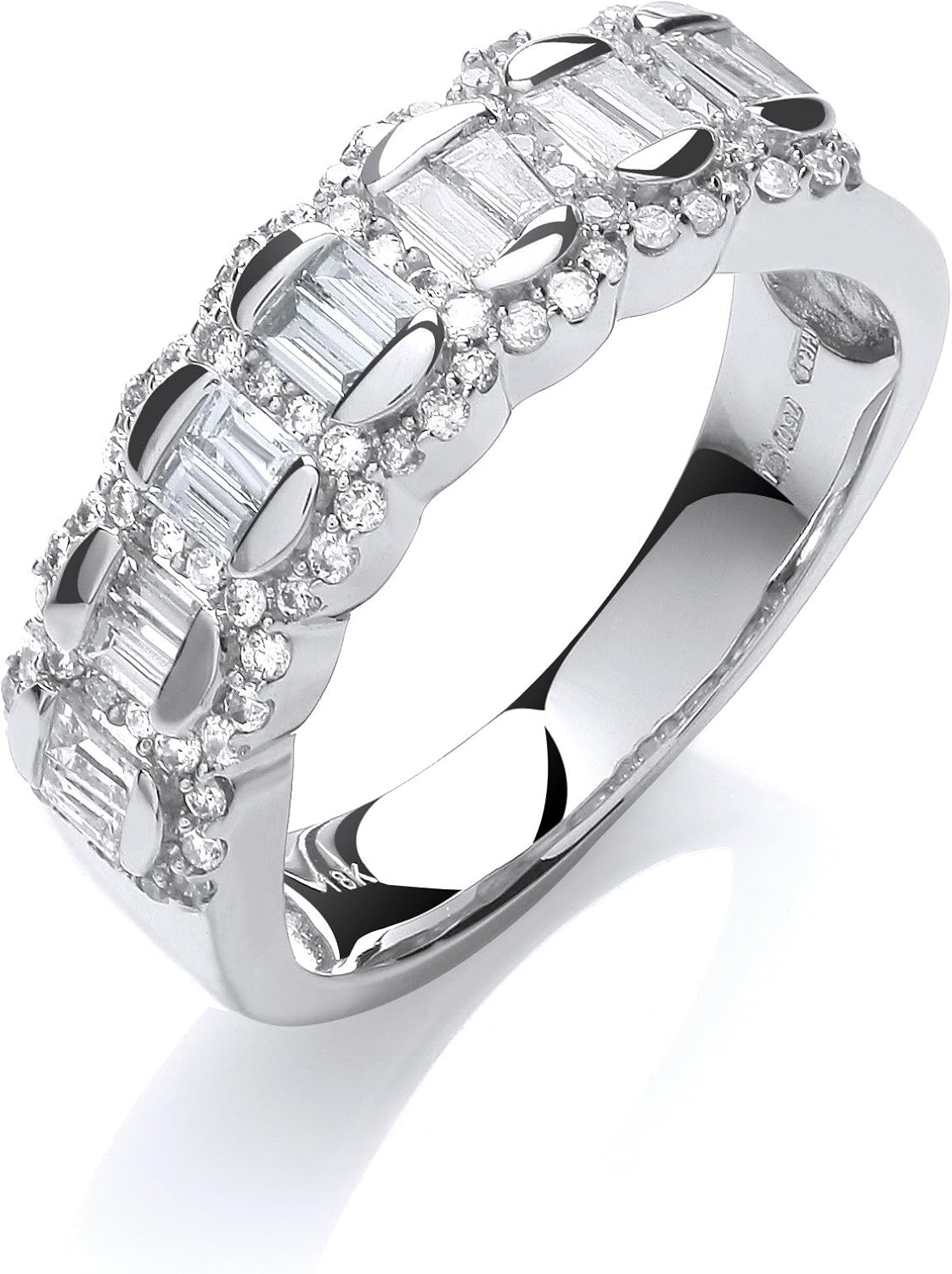 18ct White Gold 0.75ct Diamond Half Eternity Ring : Amazon.co.uk: Jewellery
