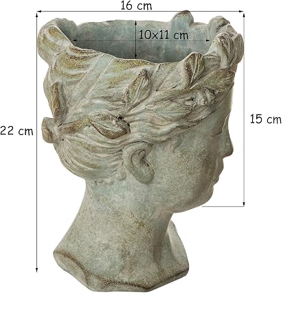 Busto de aspecto antiguo de aprox. 22 x 16 cm – Maceta gris mate ...