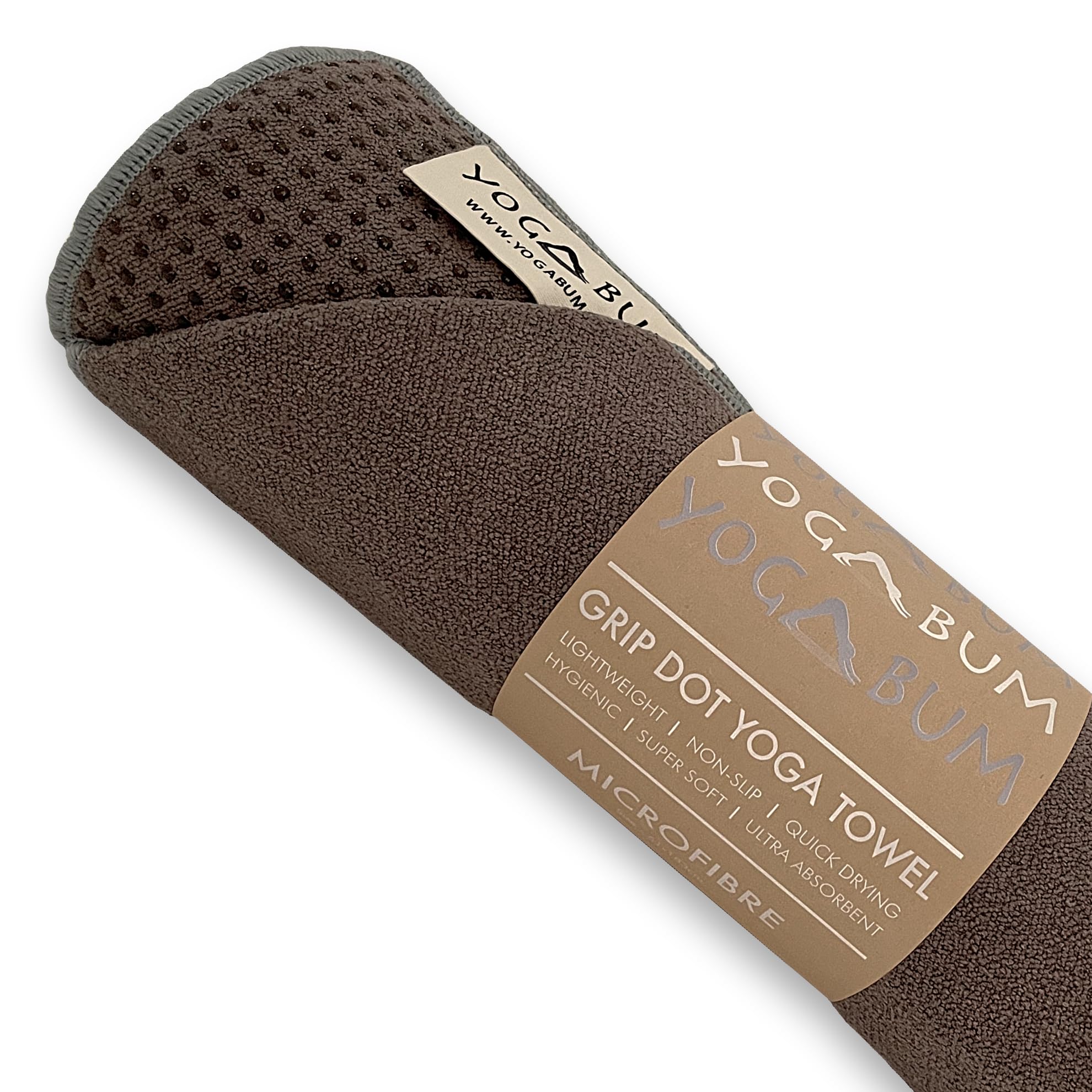 Yogabum Grip Dot Yoga Mat Towels | Non-Slip | Eco Yoga Towel (Coffee)