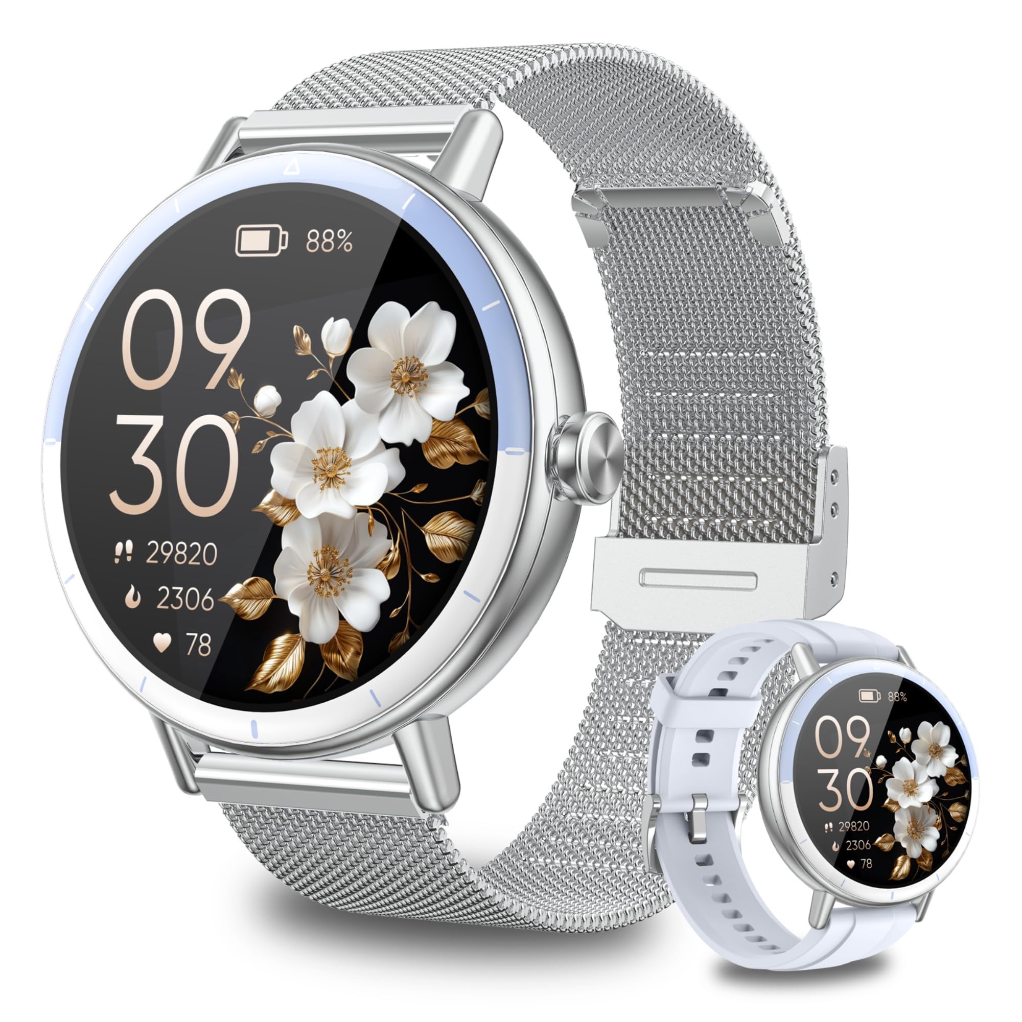 Photo 1 of KEEPONFIT Smart Watches with Bluetooth Calls(Answer&Make) for Android/iPhone,1.27’’ Touch Screen with IP68 Waterproof Activity for Women/Men, Pedometer with 100 Sports Model+/Heart Rate/SpO2 Monitor