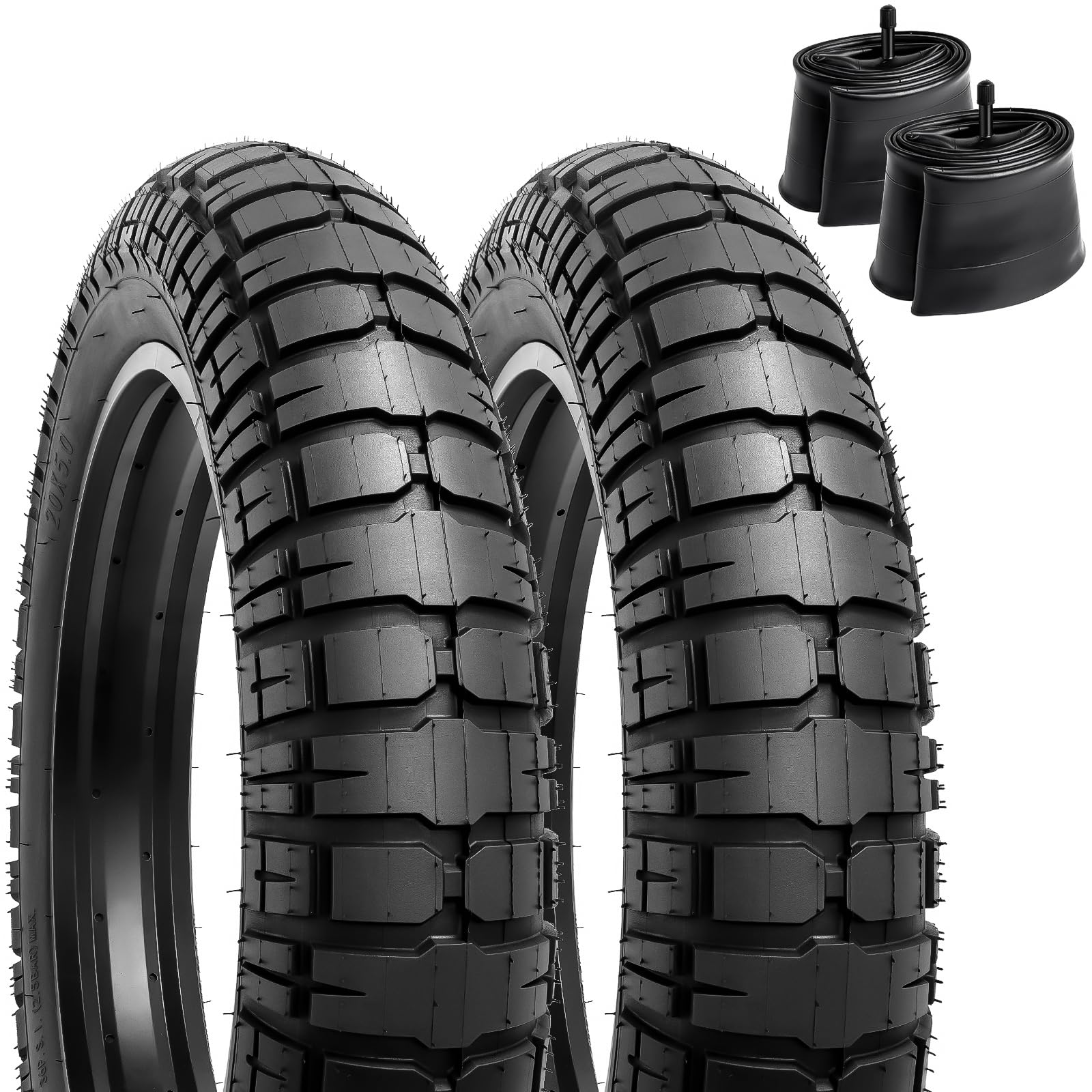 Photo 1 of YUNSCM 2-PCS 20“ Heavy Duty Fat E-Bike Tires 20x4.0/98-406 and 20" Heavy Duty Bike Tubes Schrader Valve Compatible with Electric Bike 20 x 4.0 20X4 Bicycle Tires and Tubes (Y-842)