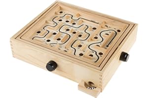 Labyrinth Wooden Maze Game with Two Steel Marbles, Puzzle Game for Adults, Boys and Girls by Hey! Play!
