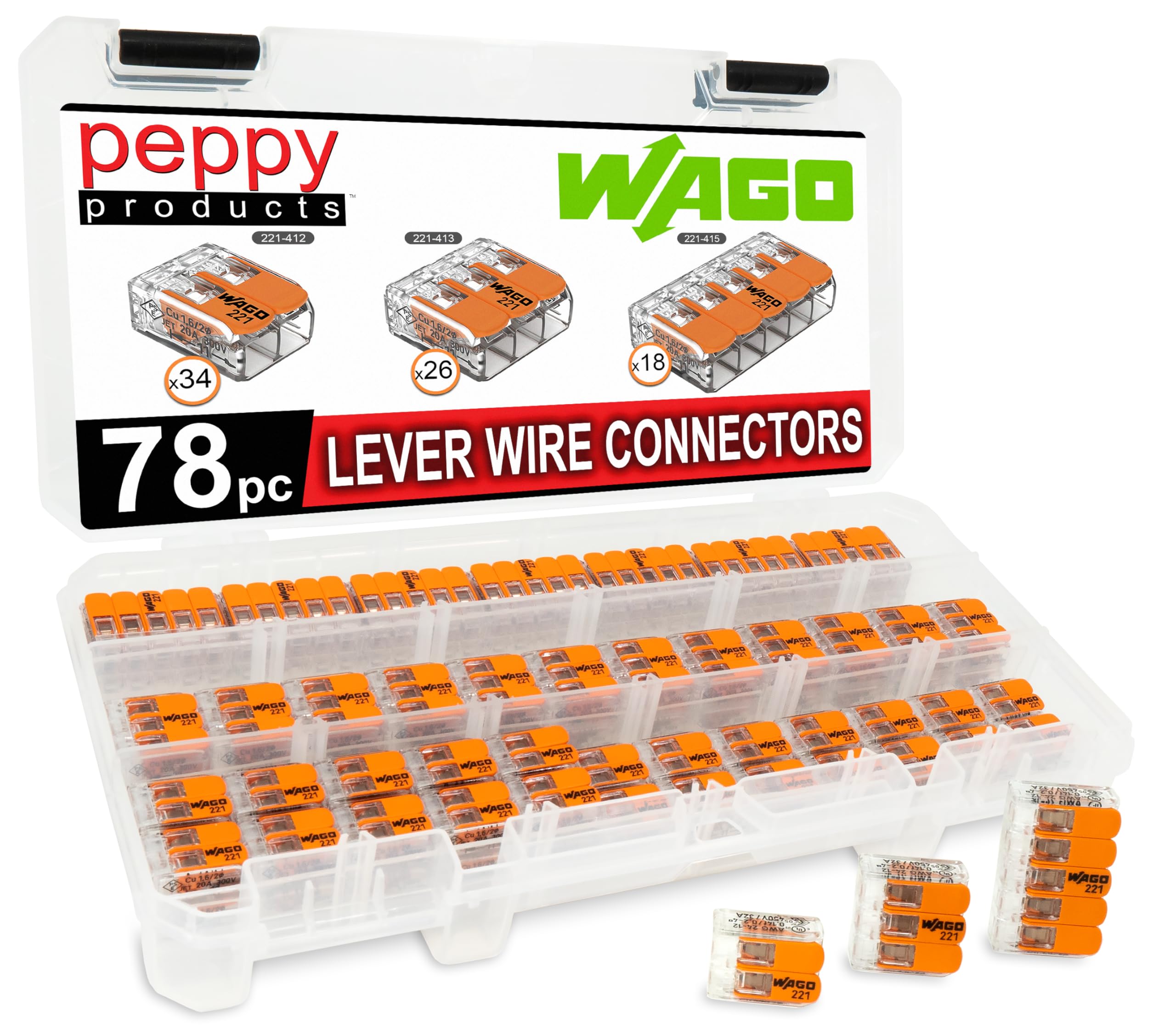 WAGO 221 Lever Nuts 78pc Compact Splicing Wire