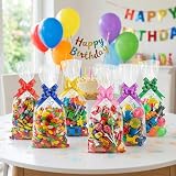 Frendour Cellophane Bags 100pcs 6x10in Clear Bags with Colorful Bows & Ties view 2