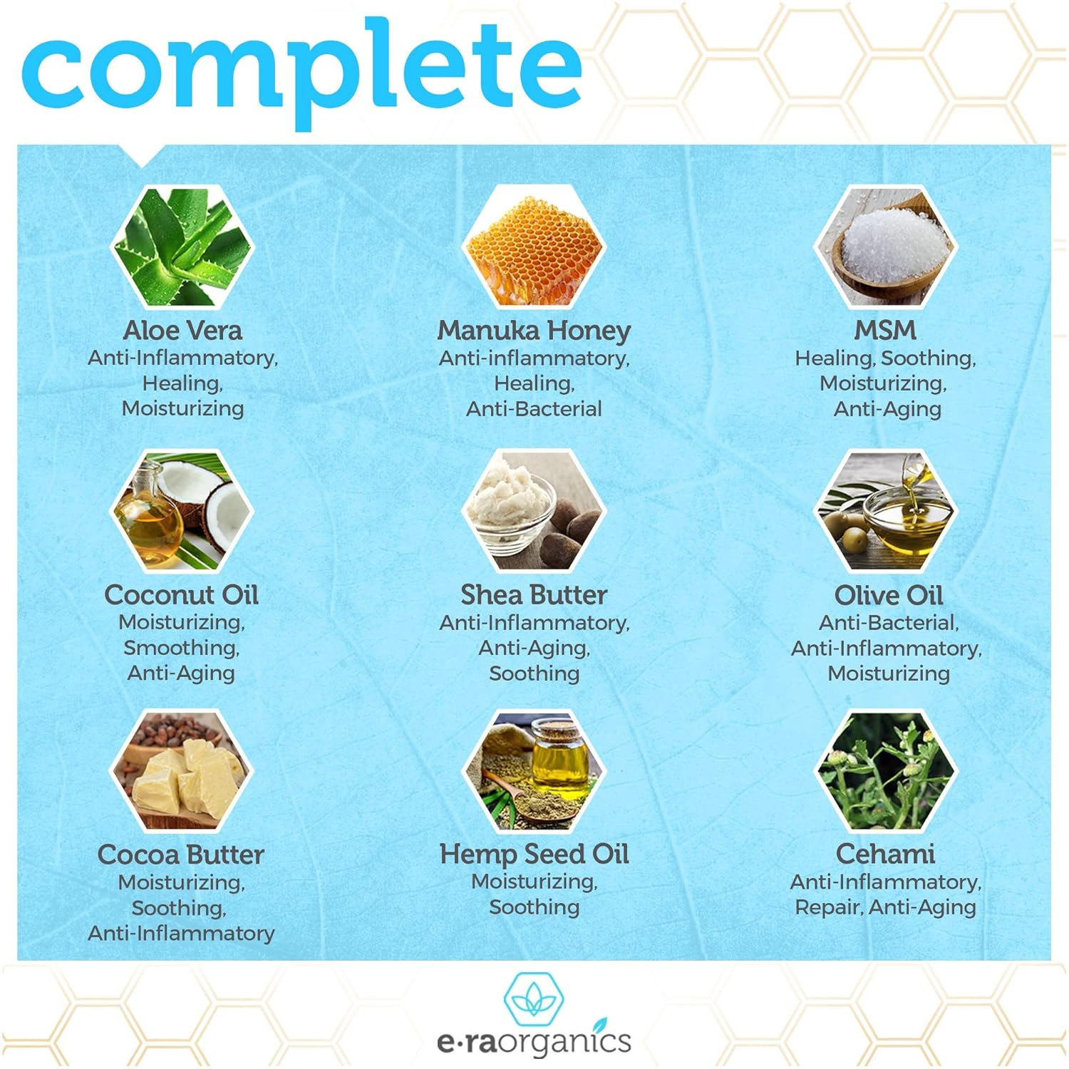 Natural & Organic Face Moisturizer Cream - Extra Nourishing & Hydrating 10-In-1 Daily Facial Cream with Aloe Vera, Manuka Honey, Coconut Oil, Cocoa Butter For Oily, Dry, Sensitive Skin Era-Organics: Beauty