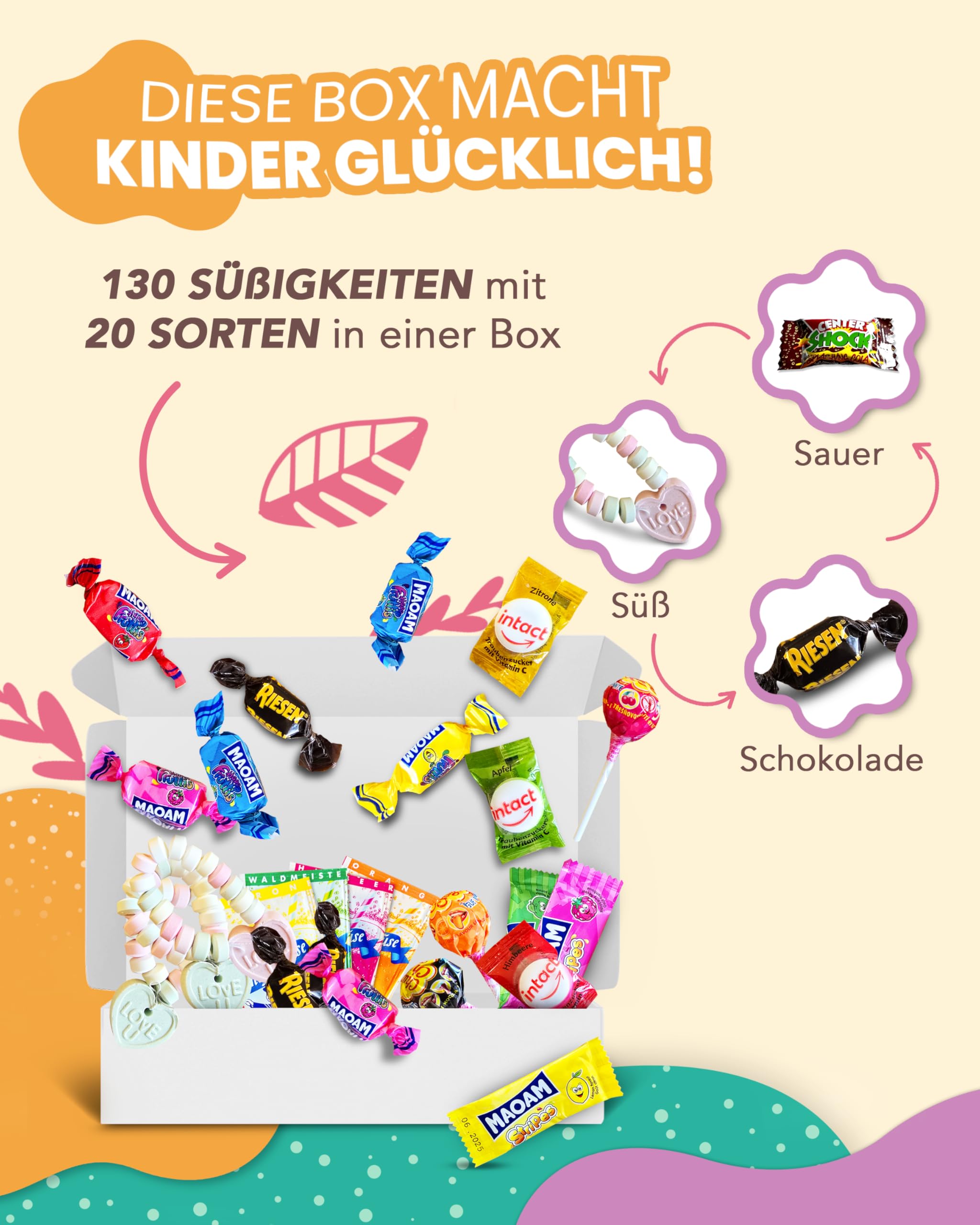 Süßigkeiten Box von Candy Circle - Süßigkeiten für Adventskalender, Kinder Mix - XXL Süssigkeiten Box - Süssigkeiten Grosspackung für Kindergeburtstag, Pinata Füllung oder Wurfmaterial 4