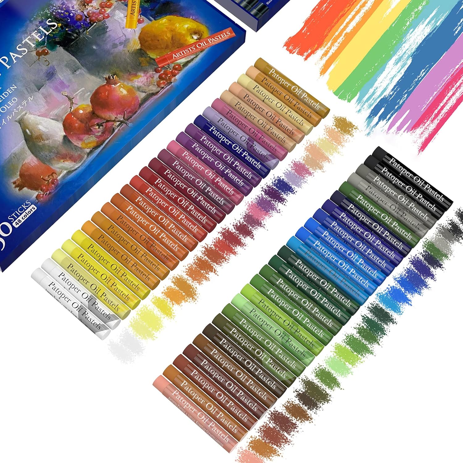 Soft Oil Pastels Set, Artist Drawing Pastel Painting Art Crayons Sticks Round Crayons Sticks Non Toxic Art Supplies for Kid Adults Student Beginner Colouring 50 Colors : Office Products